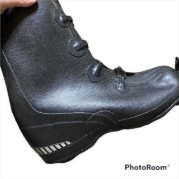 LaCrosse Buckle Deep Heel Waterproof Boots Mens Size 11 Black Rubber Overshoe Tr - Picture 5 of 10
